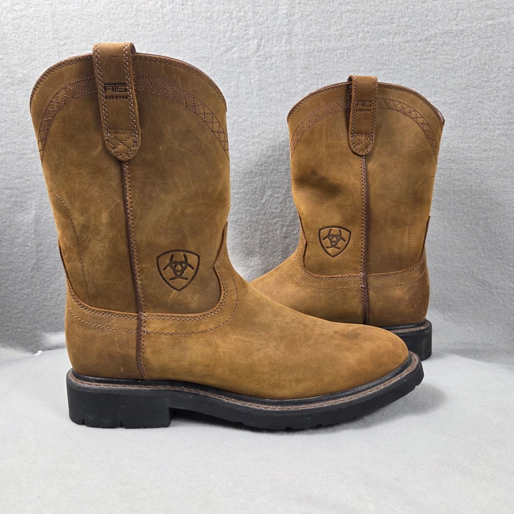 Ariat Mens Groundbreaker Brown Leather Work Boots 10004986 9.5D